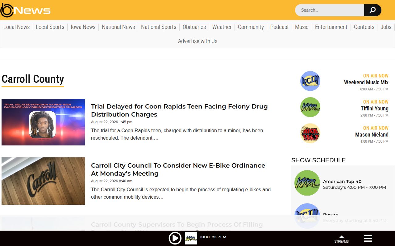 Carroll County arrest news category from 1380 KCIM